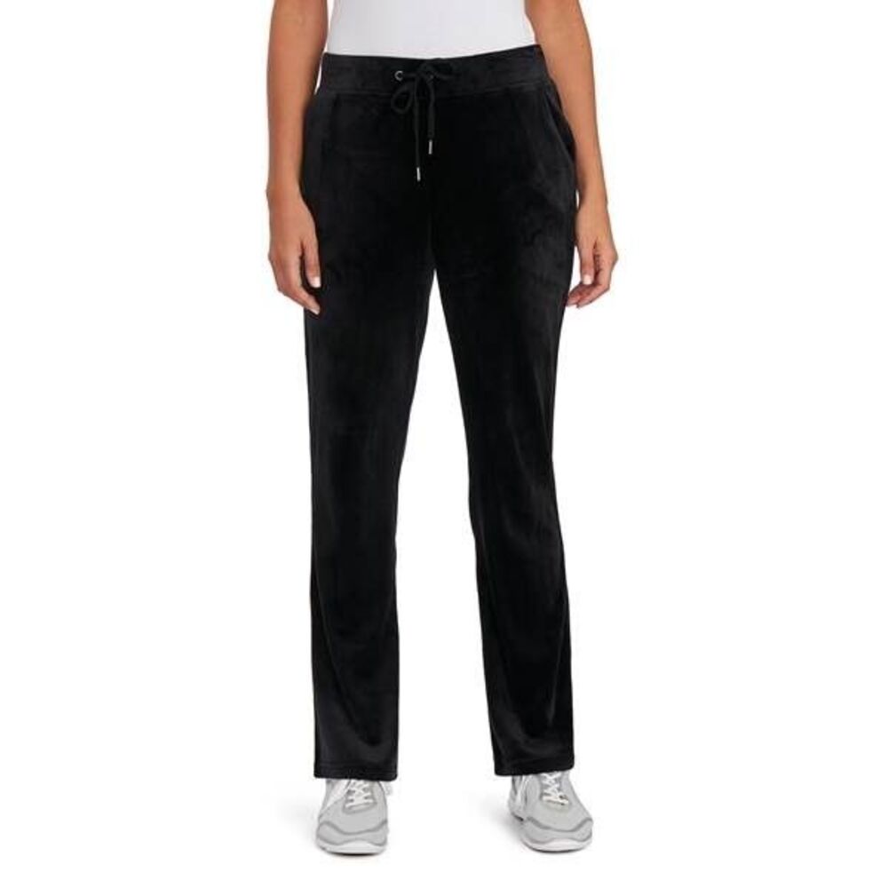 Gloria Vanderbilt Jemma Velour Pants Womens XL Black Pull On Drawstring NEW